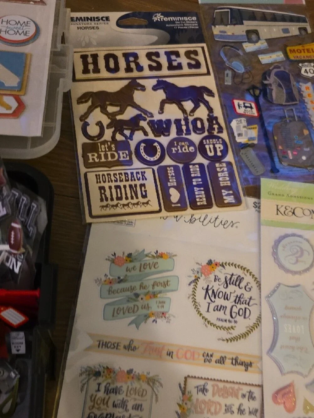 Assorted Scrapbooking Stickers and Embellishments W/ Storage Case : All NEW